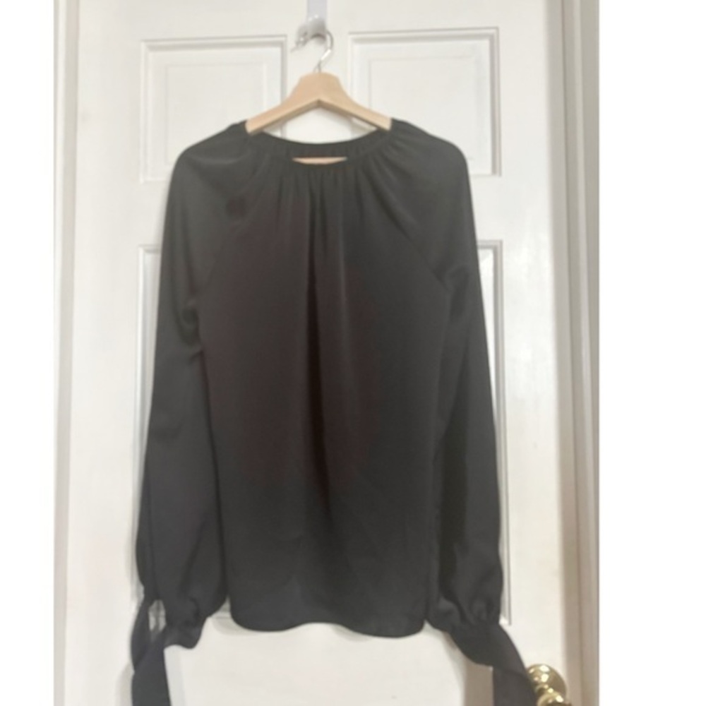 Ramy Brook Black Crewneck Long Sleeve Blouse Sz XL
